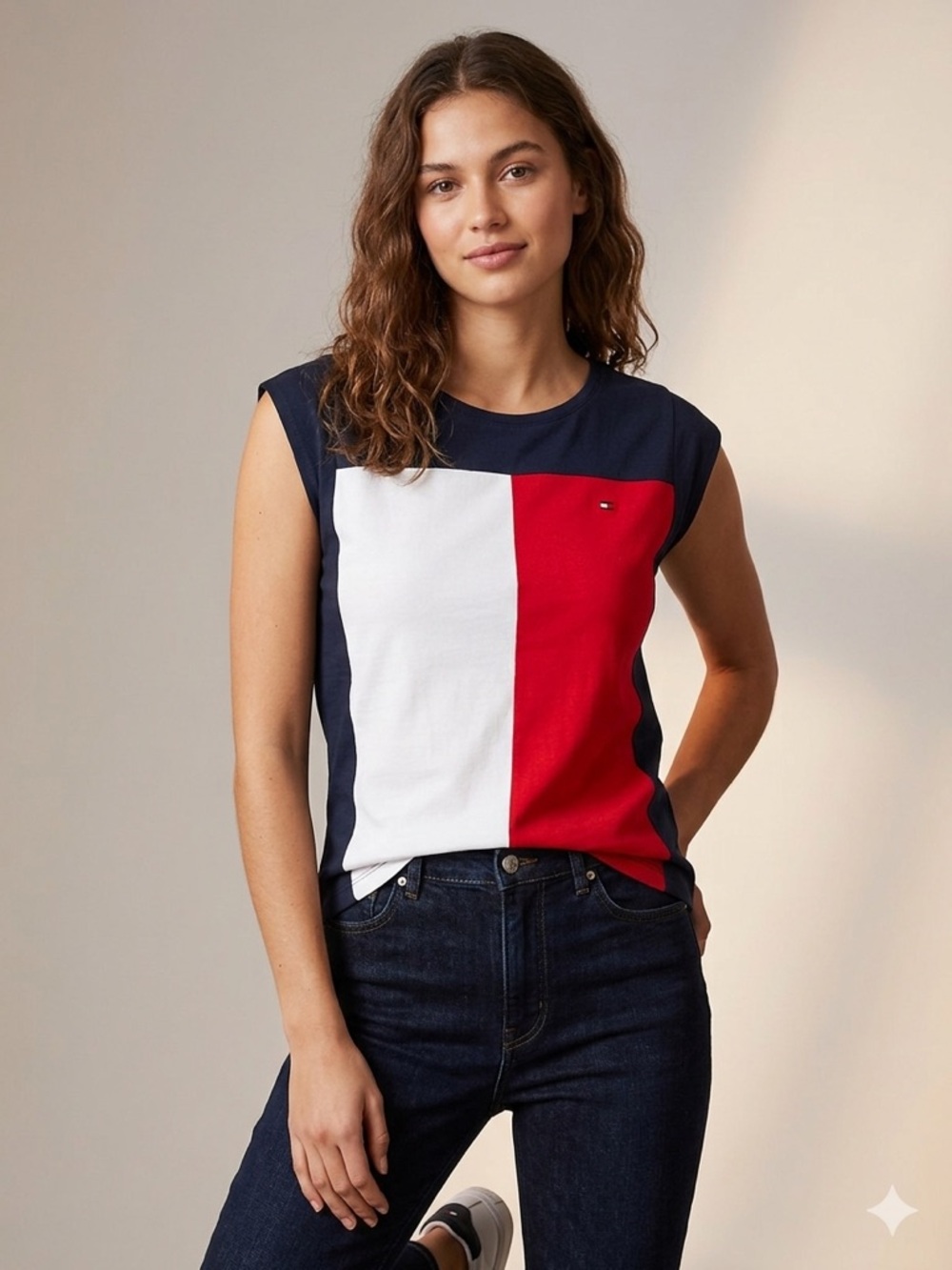 Tommy Hilfiger Vertical Colorblock Tank - Red, White & Navy
